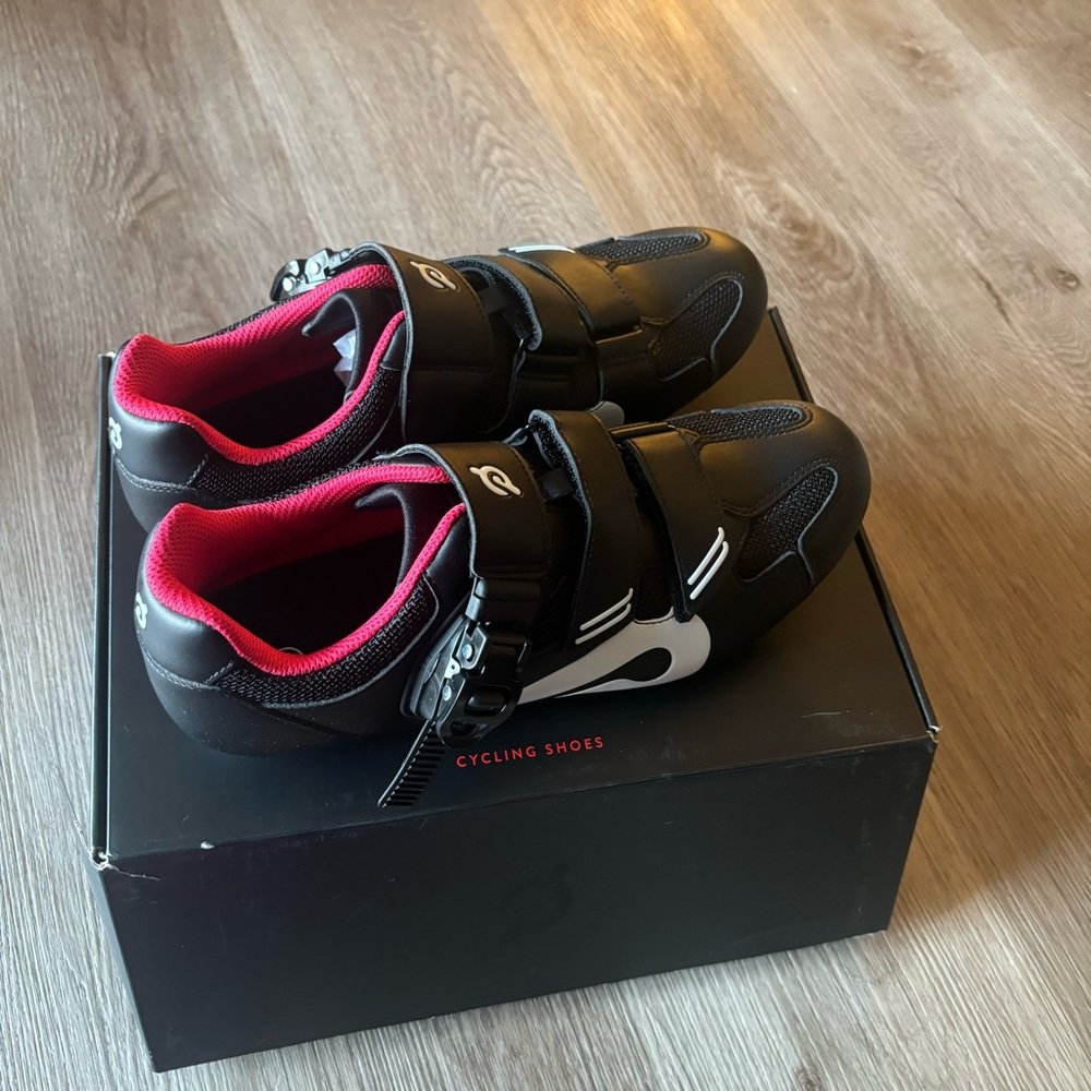 Brand New Peloton Black and Red Cycling Shoes